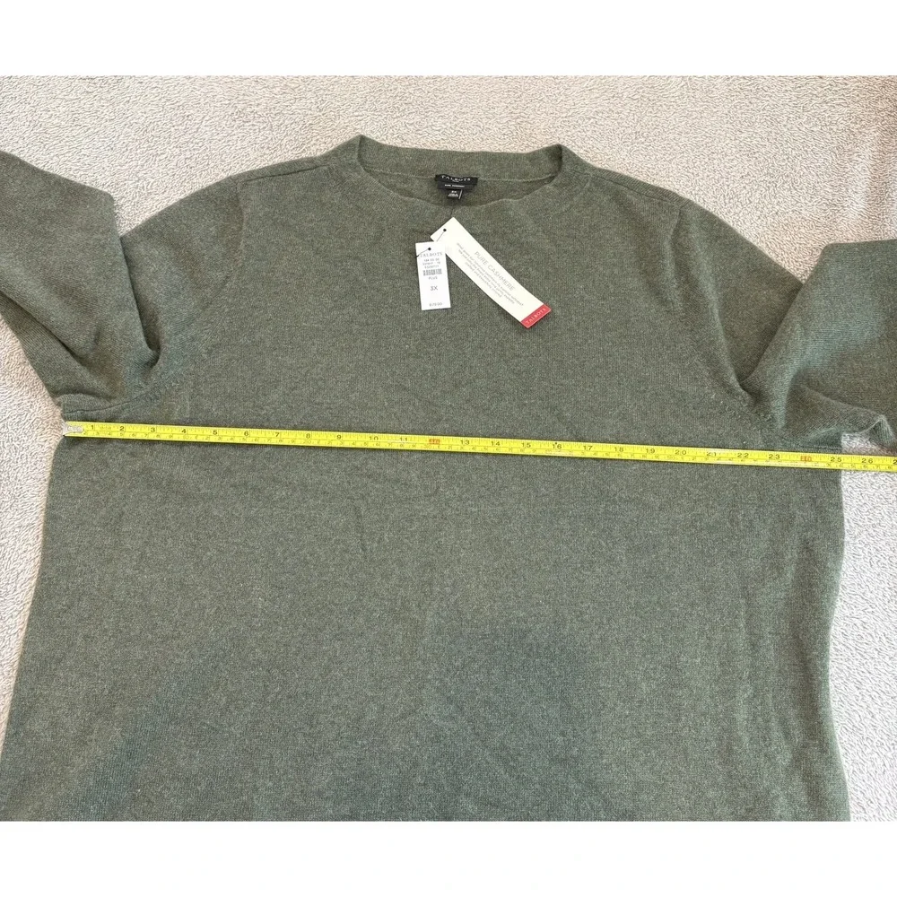 Talbots Plus 3X Olive Green 100% Pure Cashmere 3/4 Sleeve Crew Neck Sweater NWT - Picture 5 of 9
